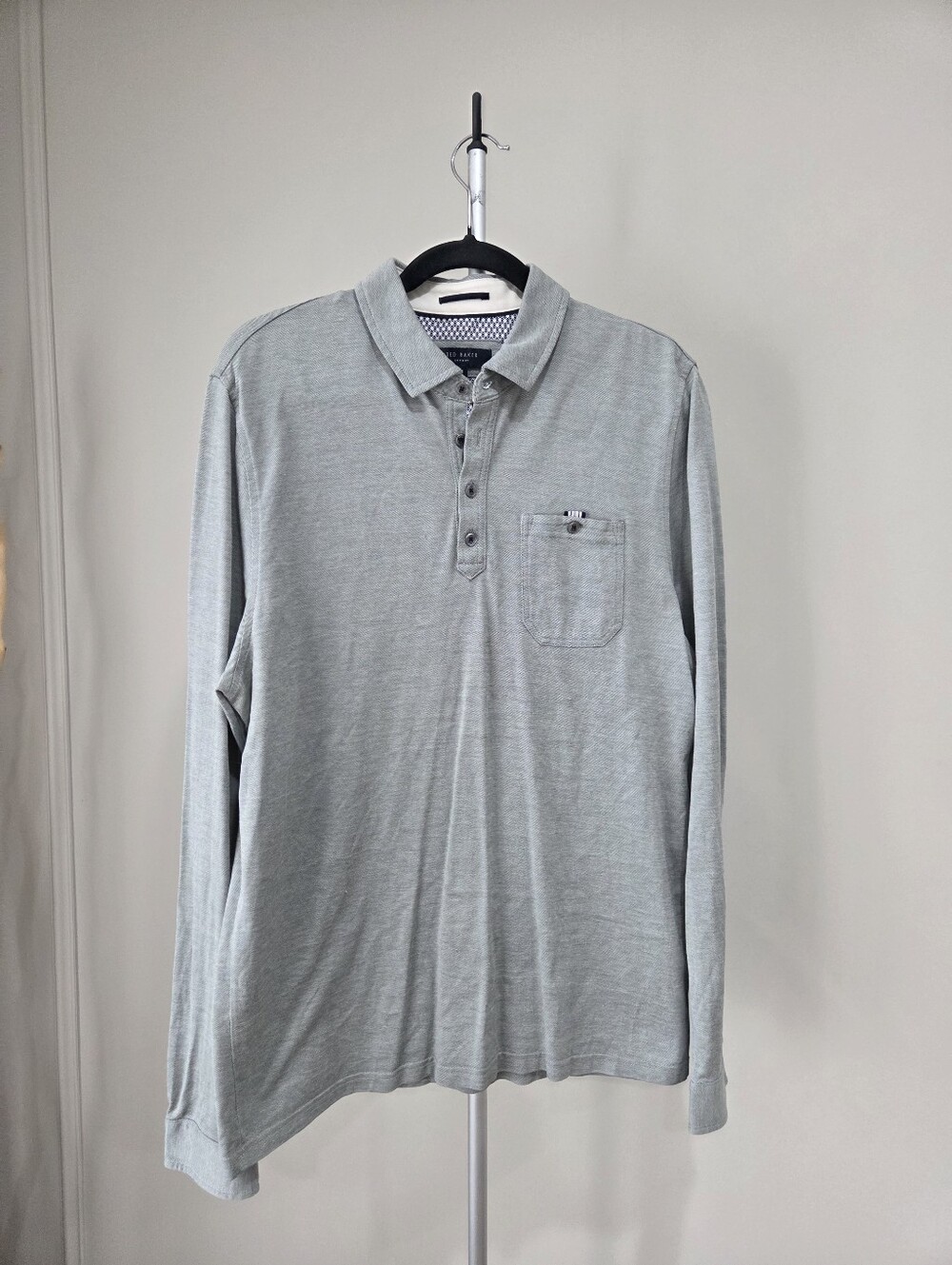 Ted Baker Men's Long-Sleeve Polo Shirt - Light Gray Sz.5/L⁸